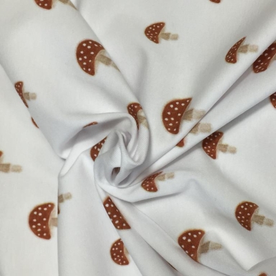 Jersey GOTS | Mushrooms Pilze | Weiß Braun